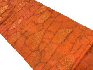 リサイクル　石畳に市松・鱗模様織出し名古屋帯